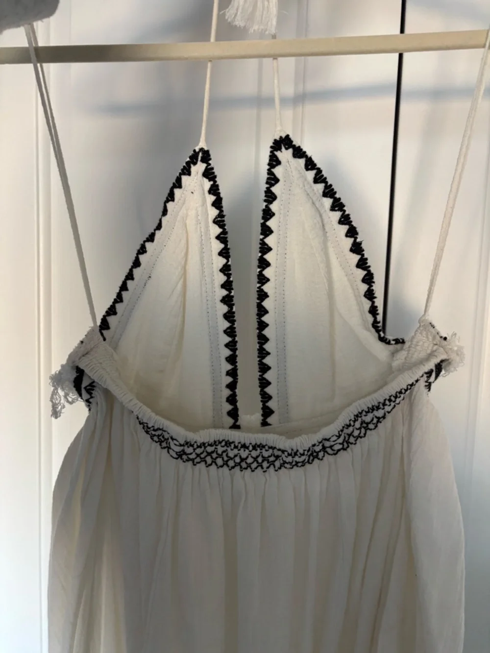 Free People White Halter Maxi Dress with Black Trim - Picture 2 of 3